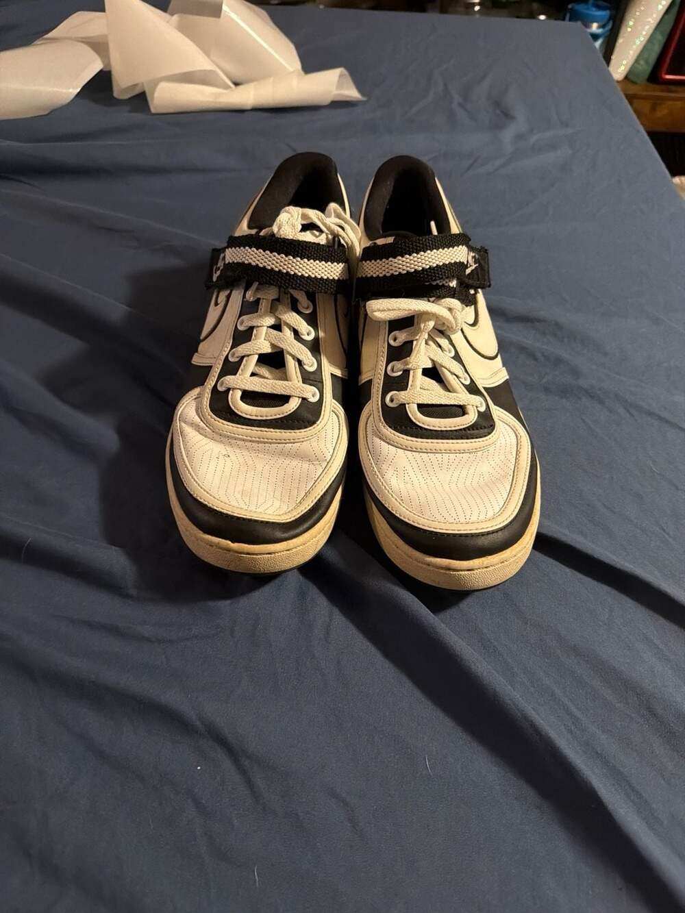 Nike Vandal Low White Black Striped Strap Sneakers Size‎ 11.5